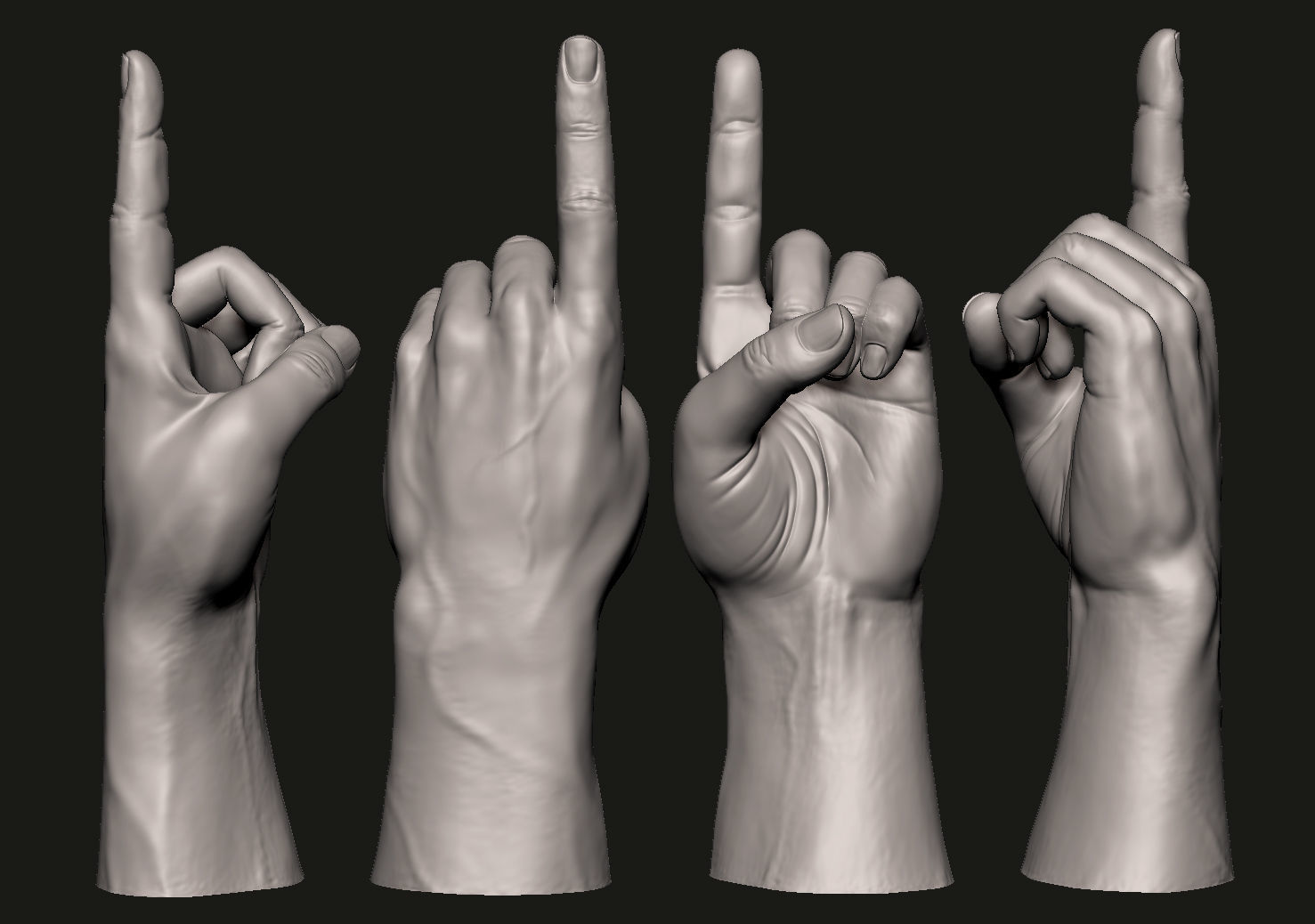 Hand 7 poses 3D Printable 3D model_4