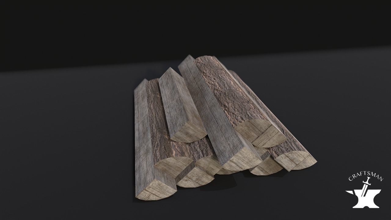 Wooden Logs Free low-poly 3D model_1