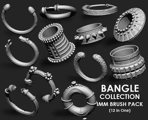 Bangle Collection IMM Brush Pack 12 in One 3D model