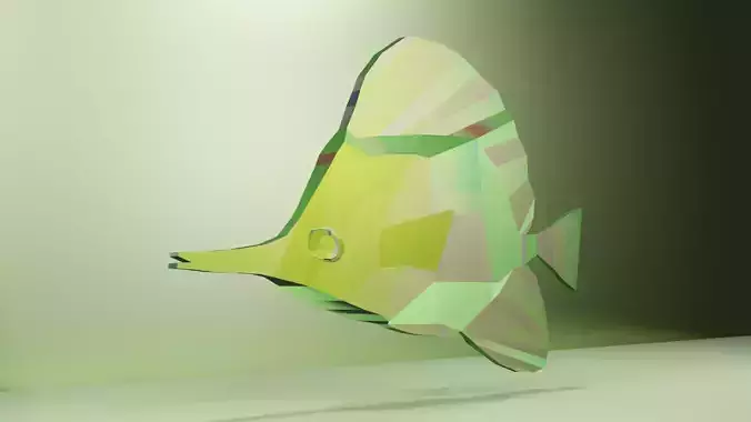 3D Model - DIamond Fish  - Animated and Rigged 