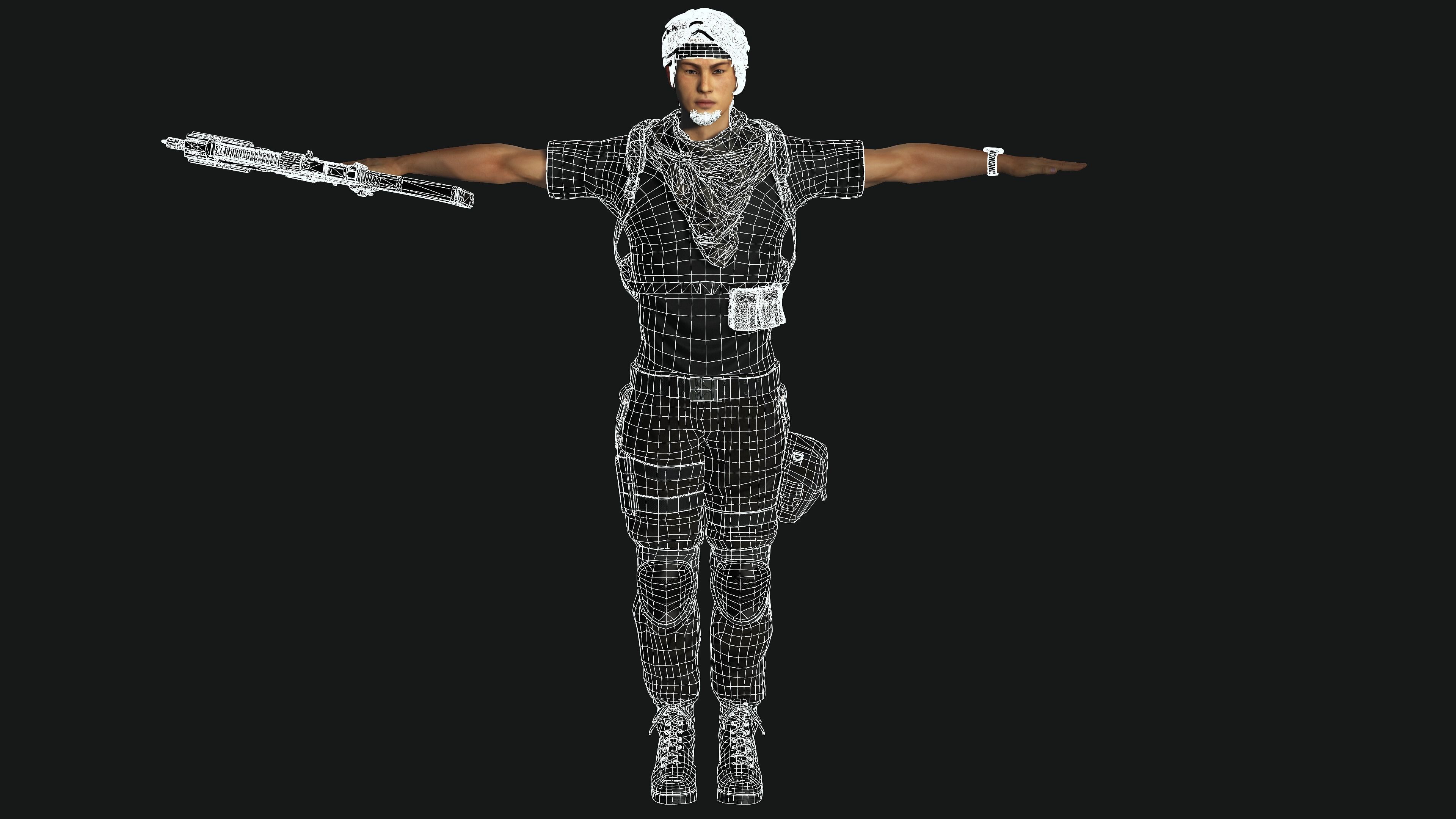 AAA 3D JAPANESE SURVIVAL  SNIPER-REALISTIC GAME READY CHARACTER Low-poly 3D model_27