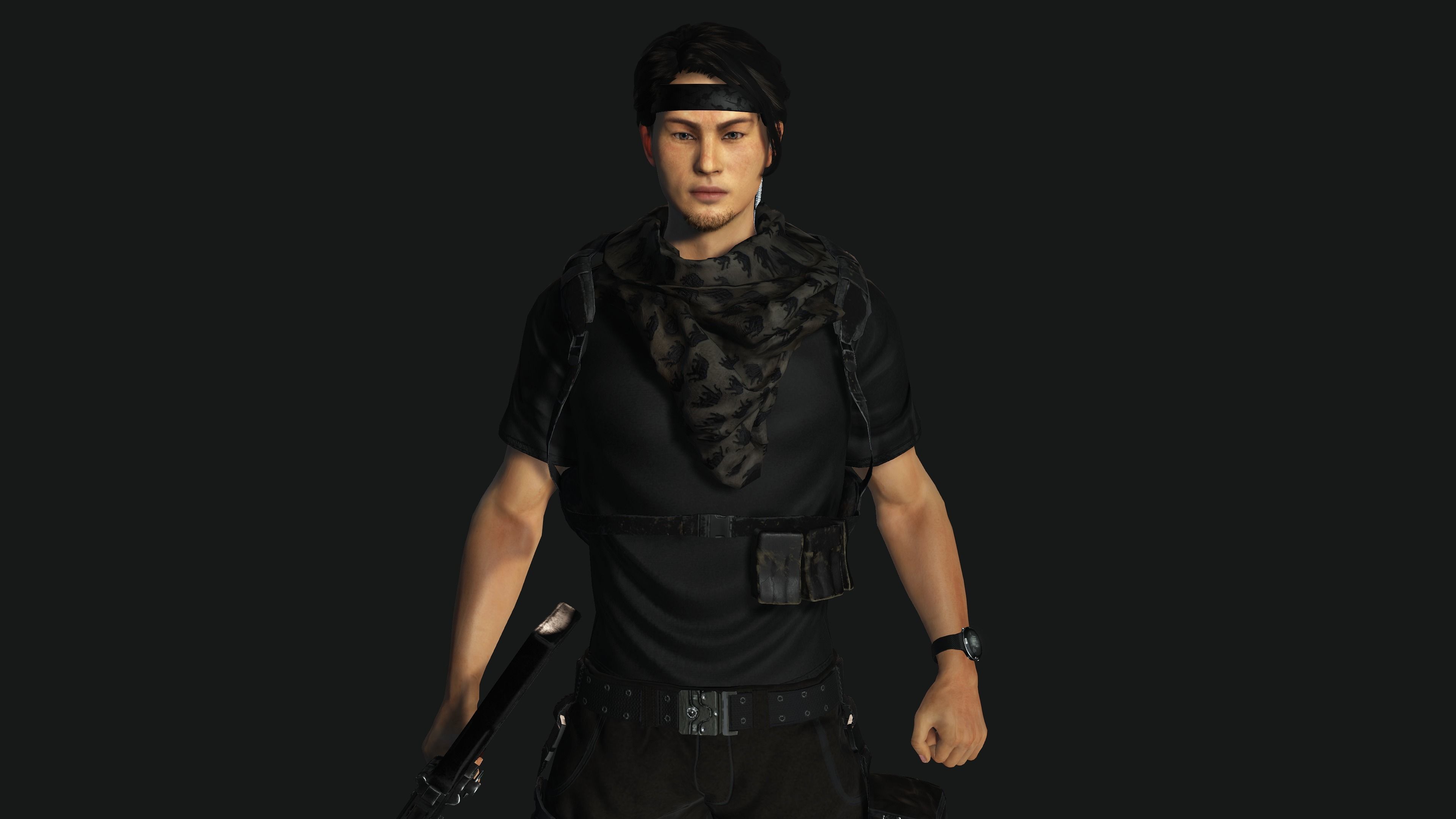 AAA 3D JAPANESE SURVIVAL  SNIPER-REALISTIC GAME READY CHARACTER Low-poly 3D model_1