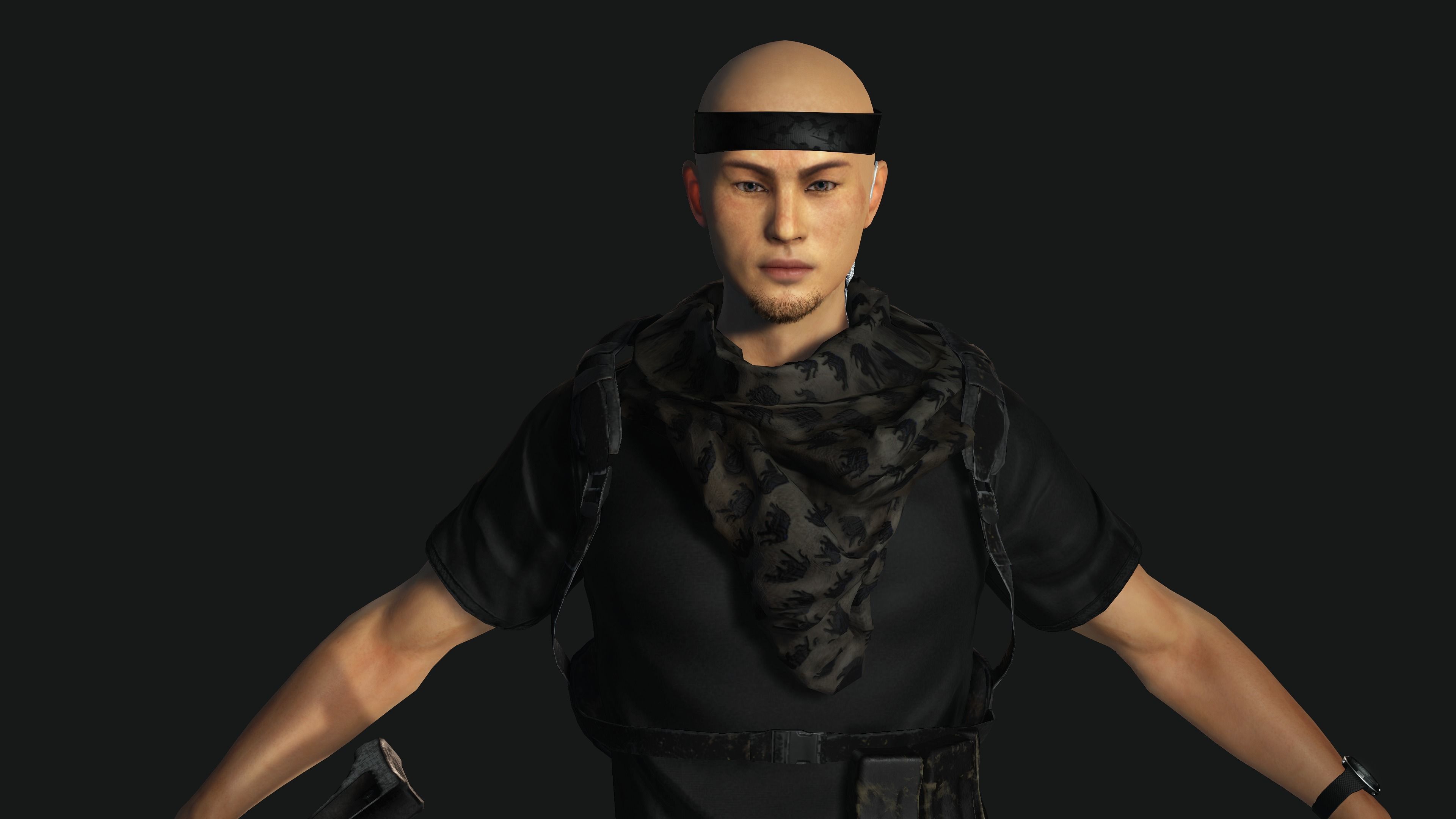 AAA 3D JAPANESE SURVIVAL  SNIPER-REALISTIC GAME READY CHARACTER Low-poly 3D model_24