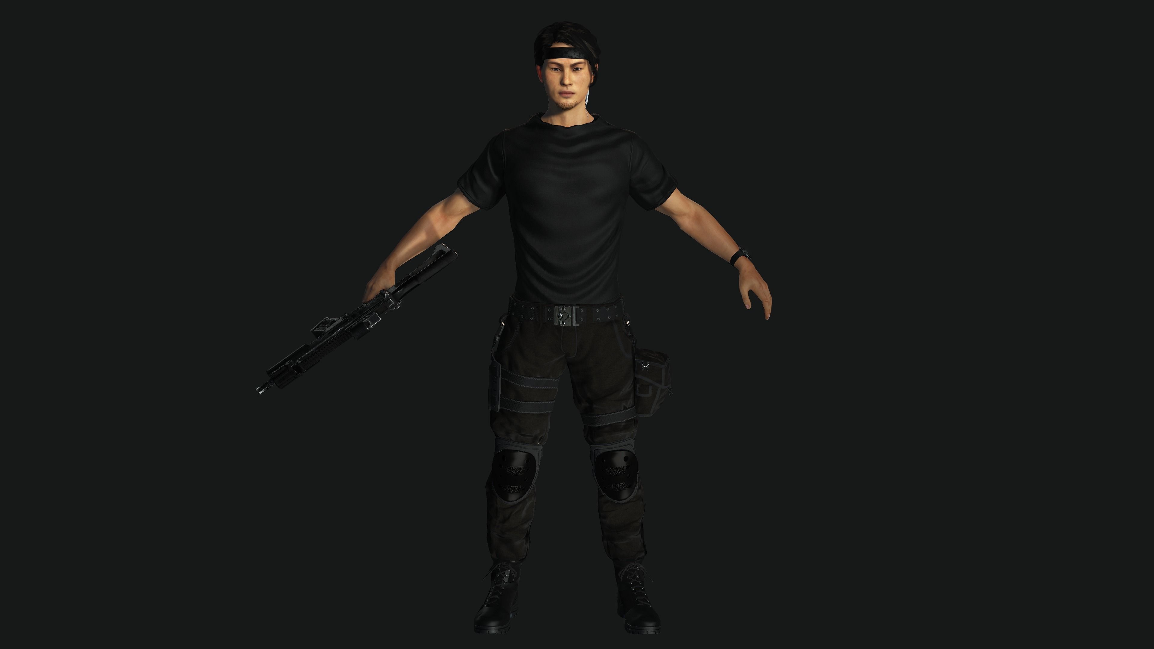 AAA 3D JAPANESE SURVIVAL  SNIPER-REALISTIC GAME READY CHARACTER Low-poly 3D model_9