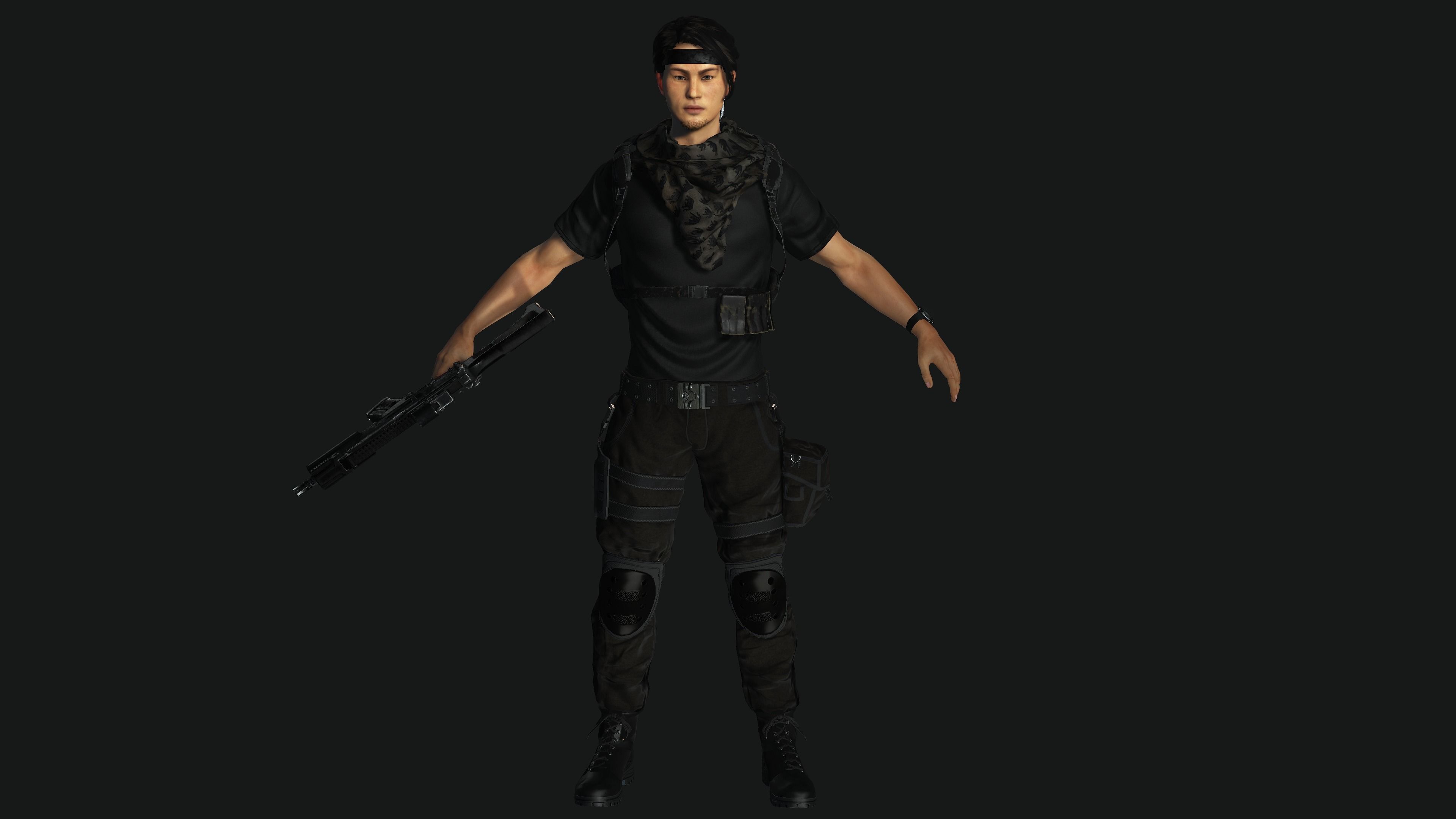 AAA 3D JAPANESE SURVIVAL  SNIPER-REALISTIC GAME READY CHARACTER Low-poly 3D model_4