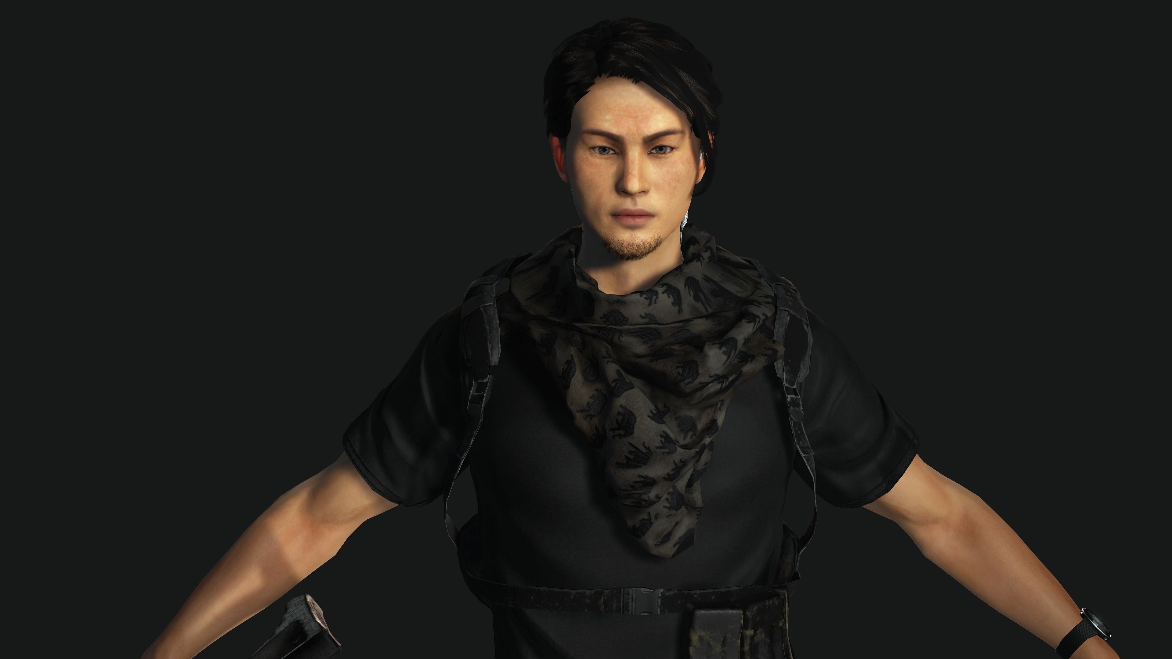 AAA 3D JAPANESE SURVIVAL  SNIPER-REALISTIC GAME READY CHARACTER Low-poly 3D model_22