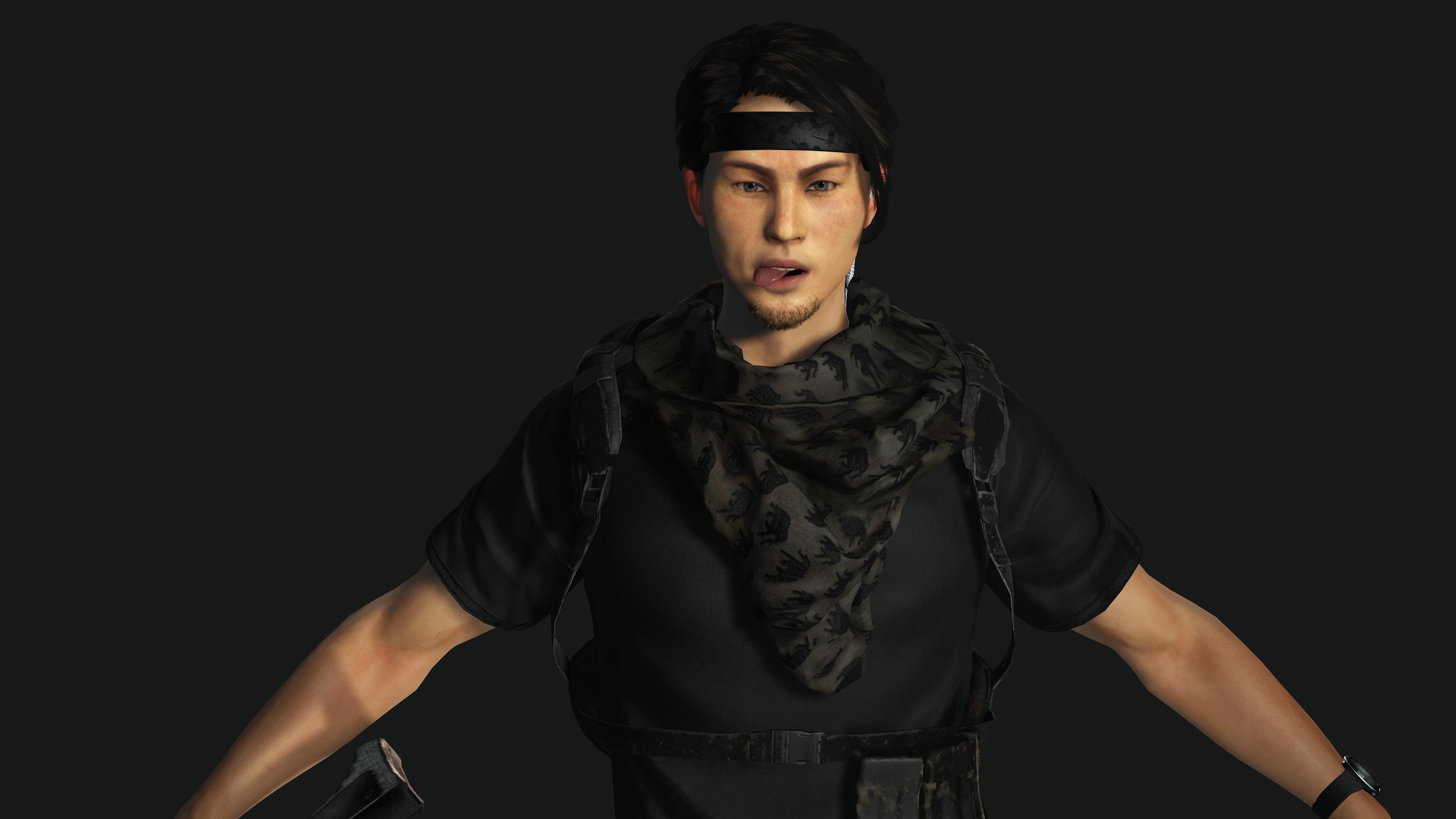 AAA 3D JAPANESE SURVIVAL  SNIPER-REALISTIC GAME READY CHARACTER Low-poly 3D model_21