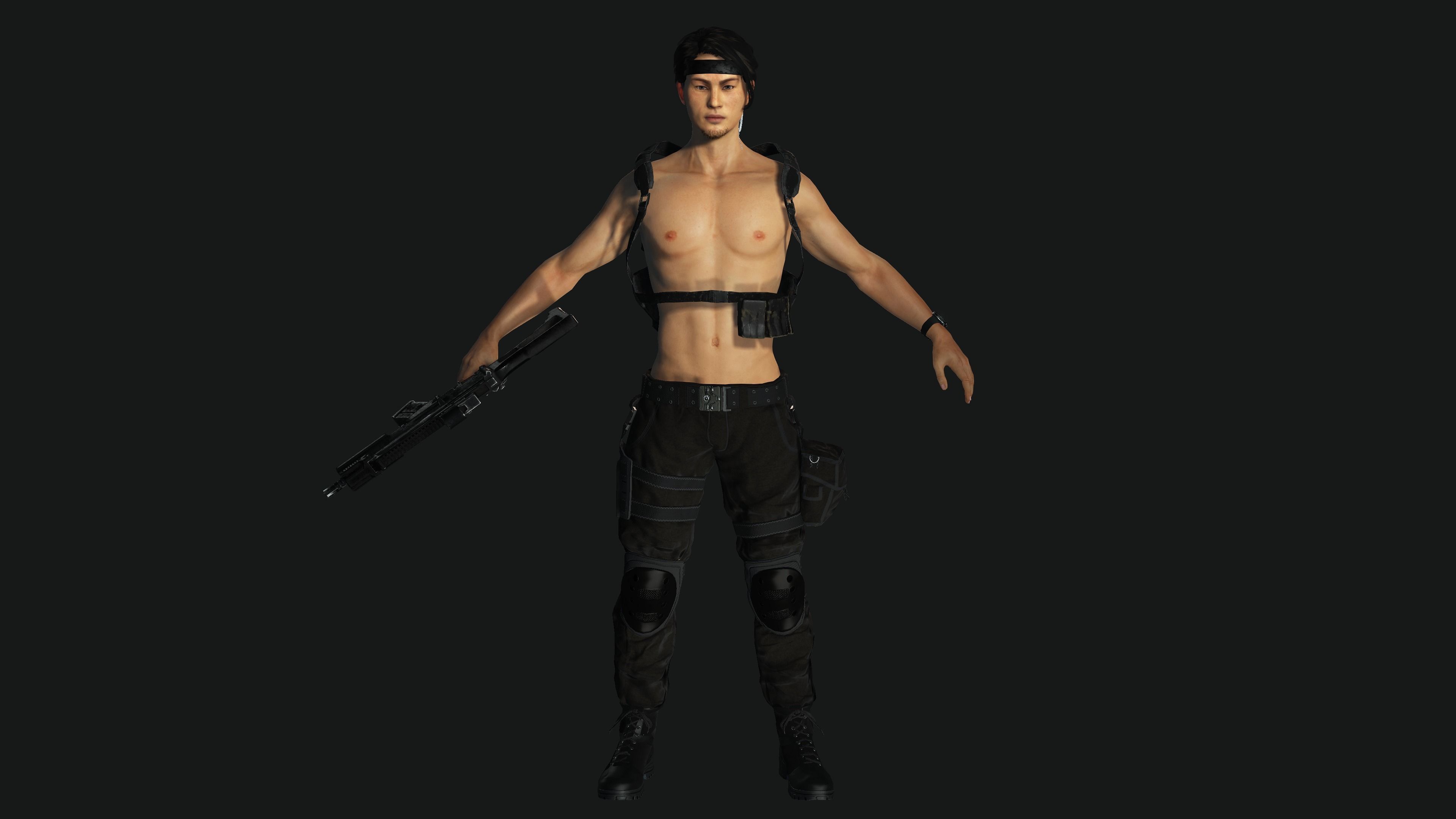 AAA 3D JAPANESE SURVIVAL  SNIPER-REALISTIC GAME READY CHARACTER Low-poly 3D model_7