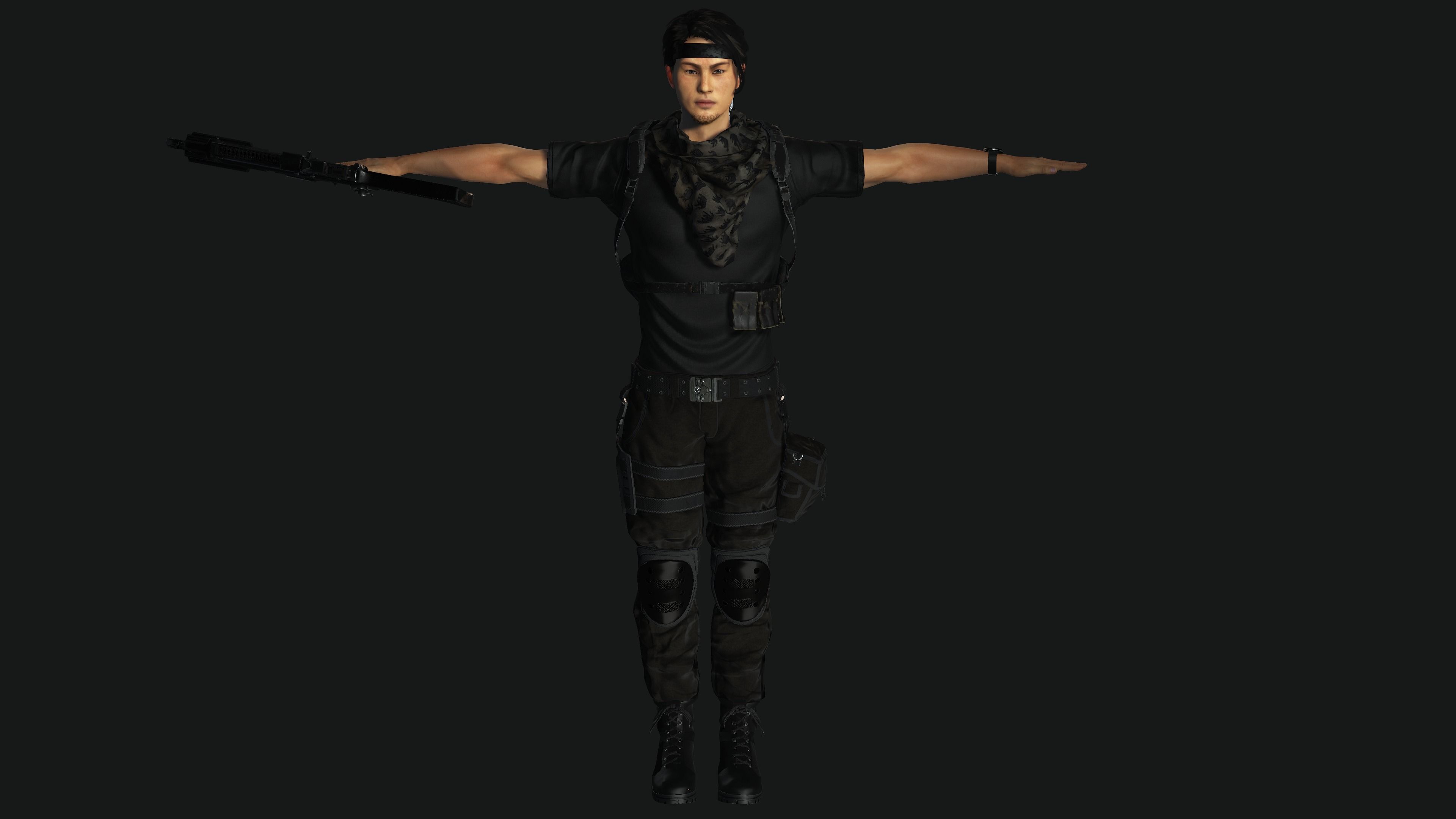 AAA 3D JAPANESE SURVIVAL  SNIPER-REALISTIC GAME READY CHARACTER Low-poly 3D model_25