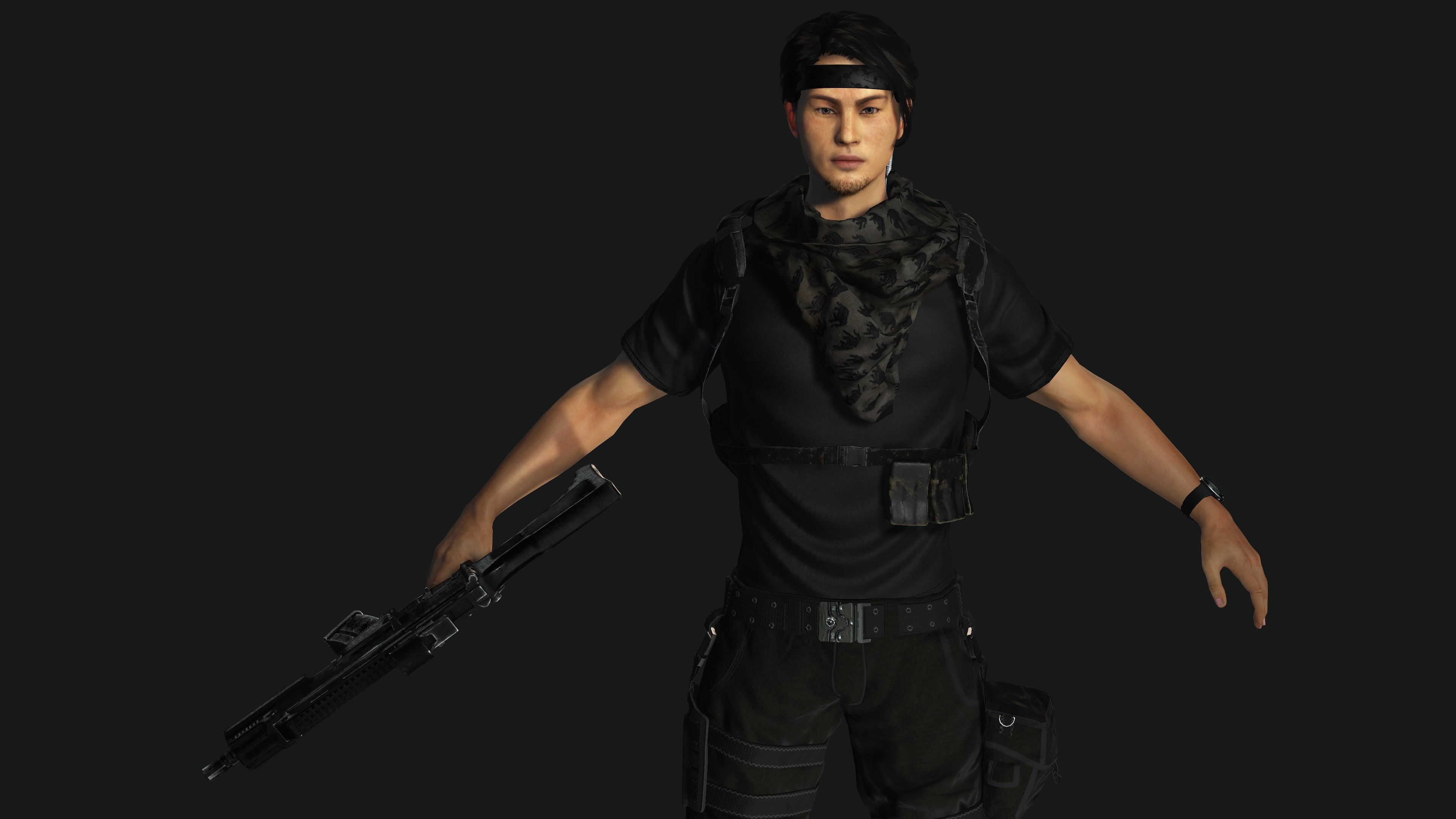 AAA 3D JAPANESE SURVIVAL  SNIPER-REALISTIC GAME READY CHARACTER Low-poly 3D model_5