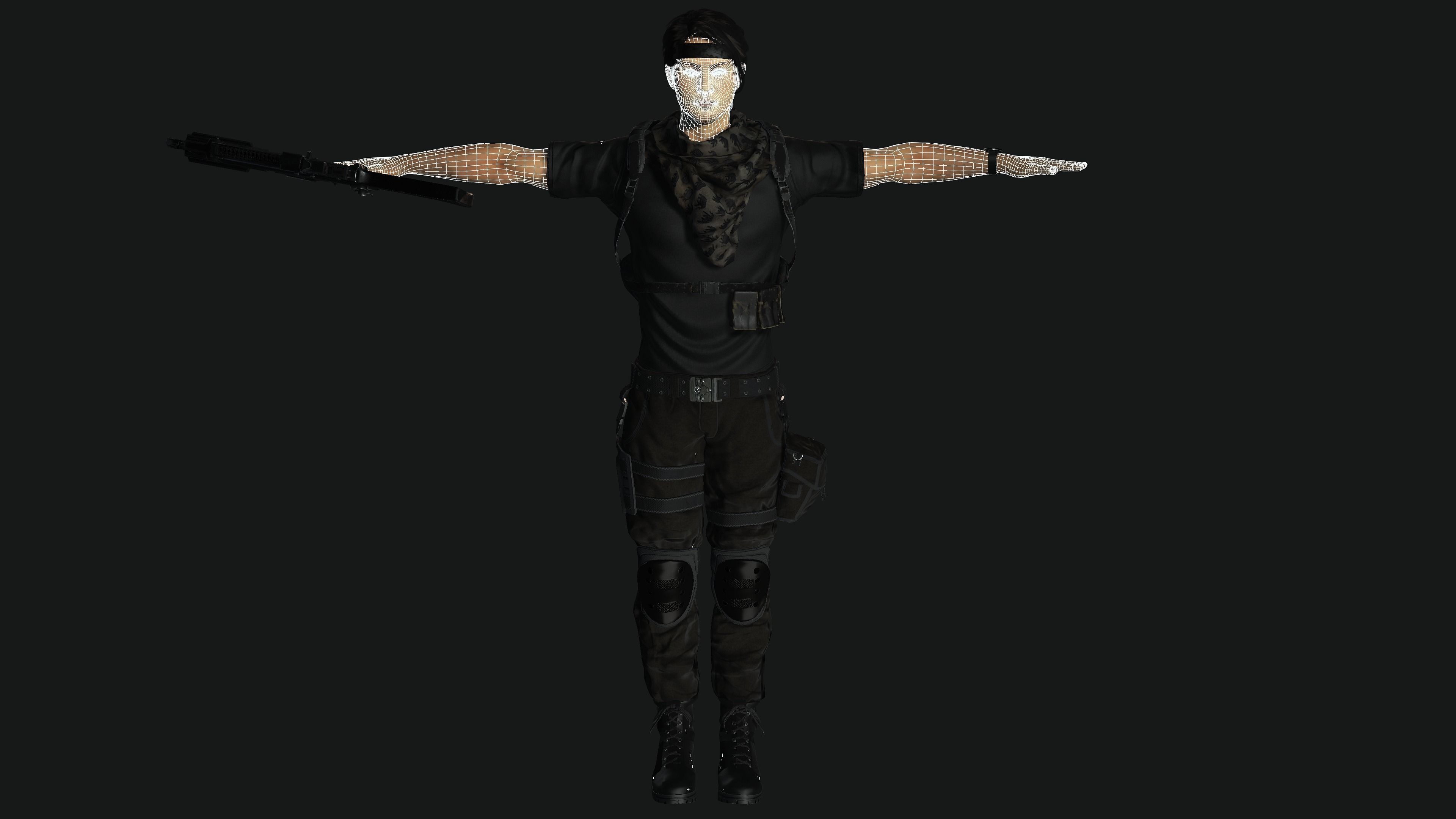 AAA 3D JAPANESE SURVIVAL  SNIPER-REALISTIC GAME READY CHARACTER Low-poly 3D model_28