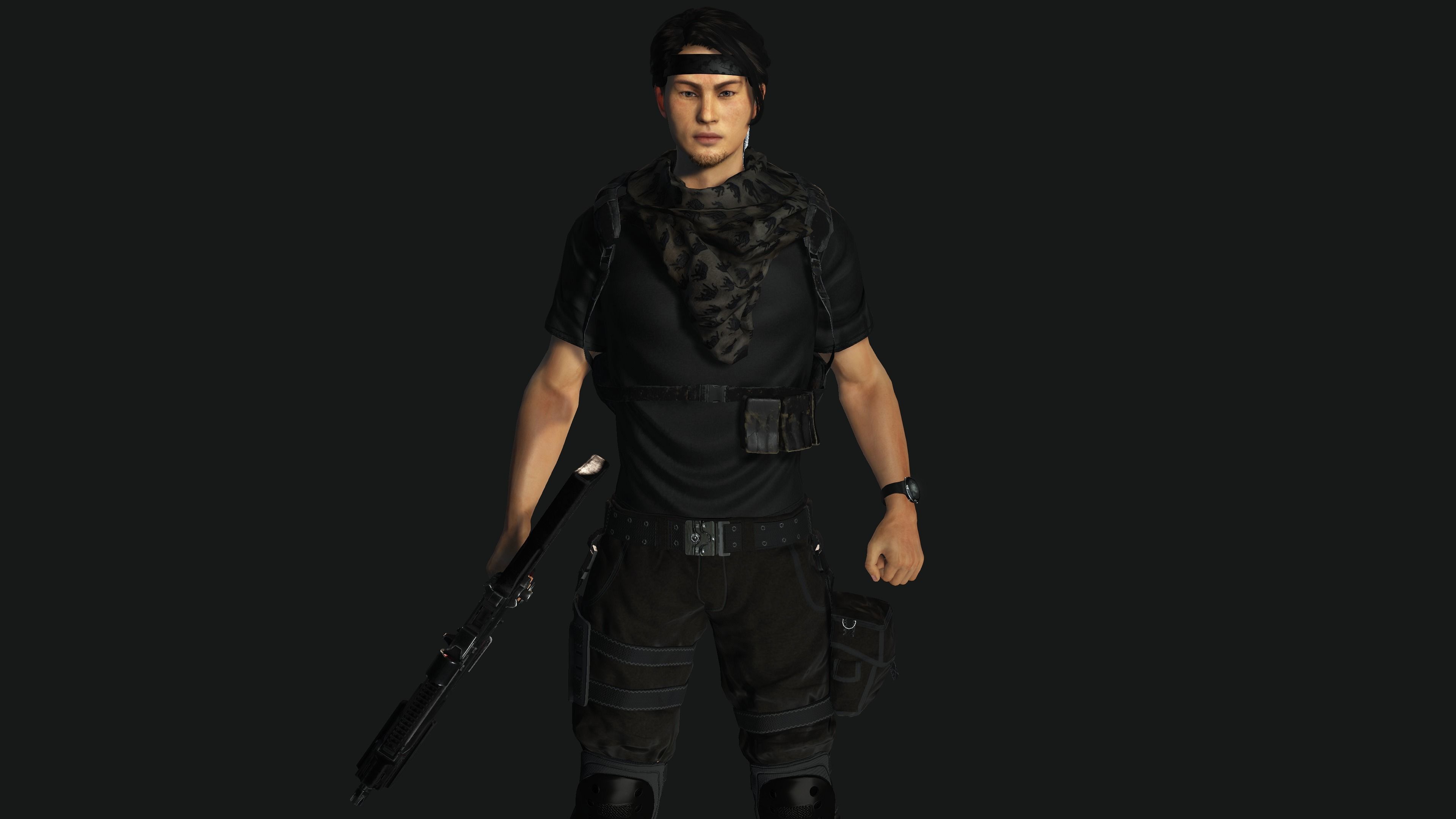 AAA 3D JAPANESE SURVIVAL  SNIPER-REALISTIC GAME READY CHARACTER Low-poly 3D model_2