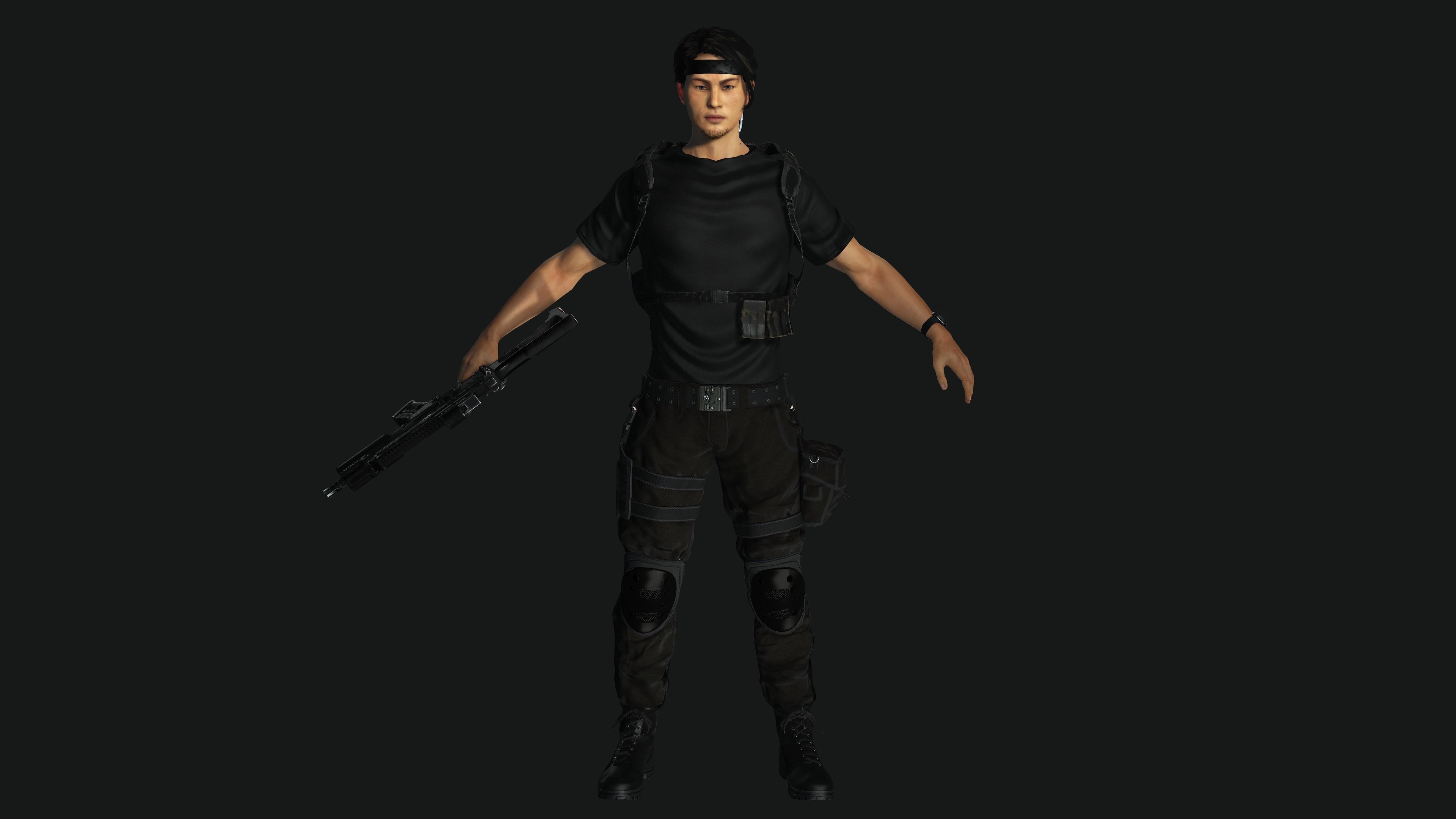 AAA 3D JAPANESE SURVIVAL  SNIPER-REALISTIC GAME READY CHARACTER Low-poly 3D model_8