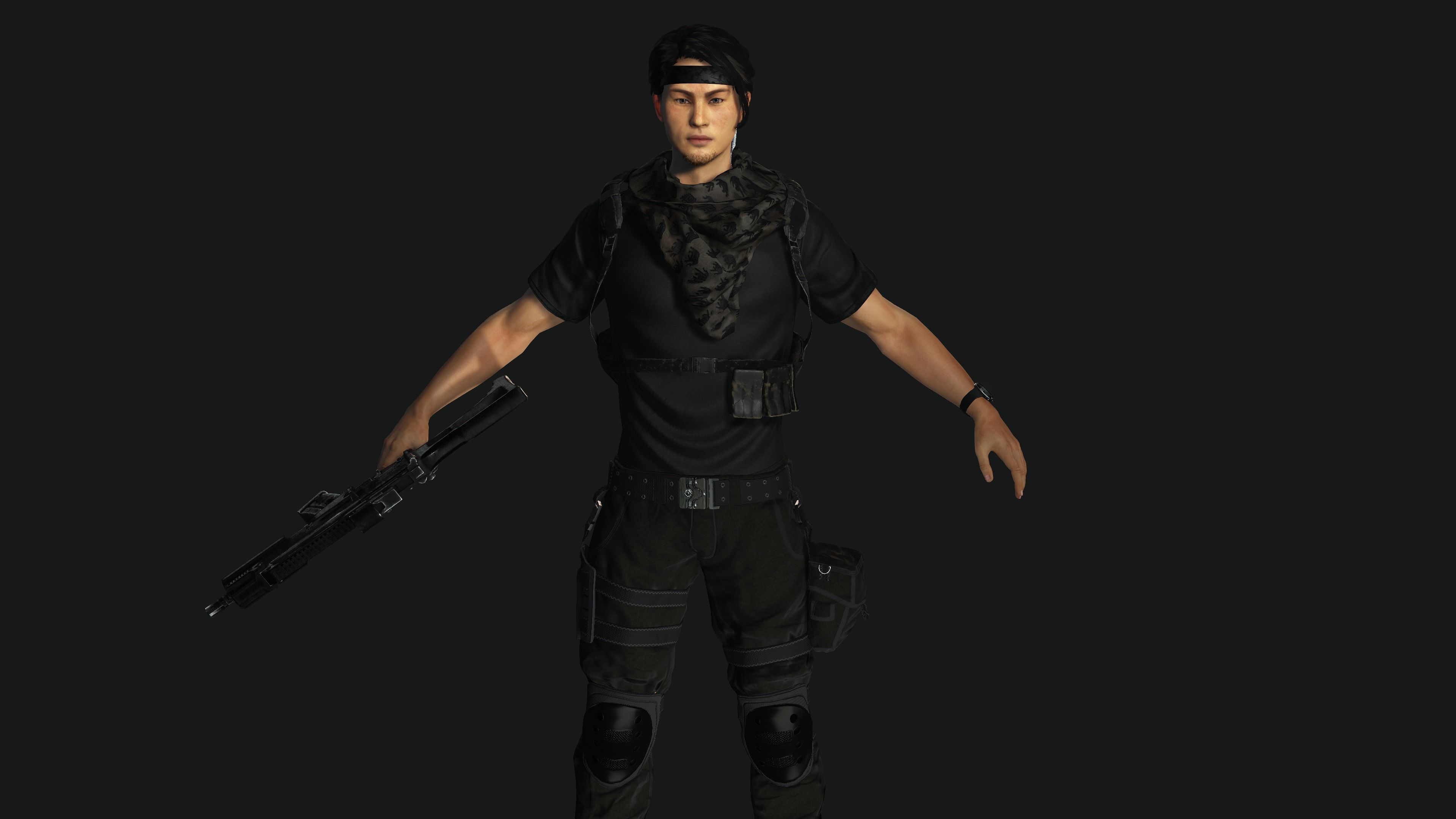 AAA 3D JAPANESE SURVIVAL  SNIPER-REALISTIC GAME READY CHARACTER Low-poly 3D model_3