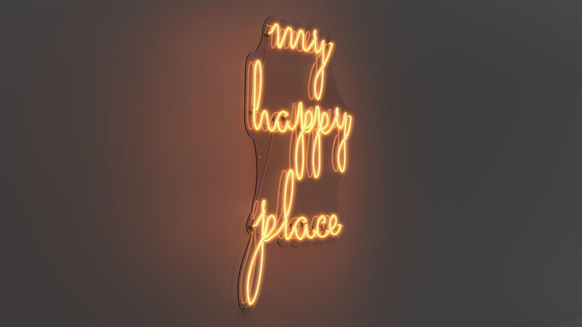 My Happy Place - Neon Sign 3D model_4
