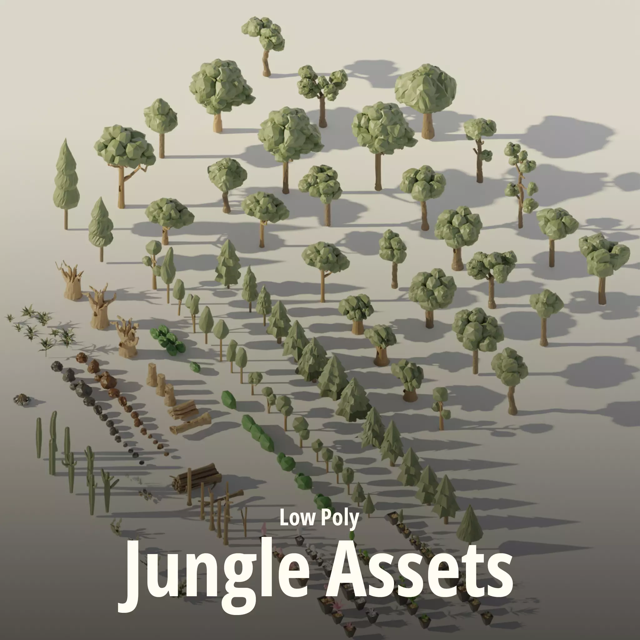 Low Poly Nature Trees  Low-poly 3D model_0