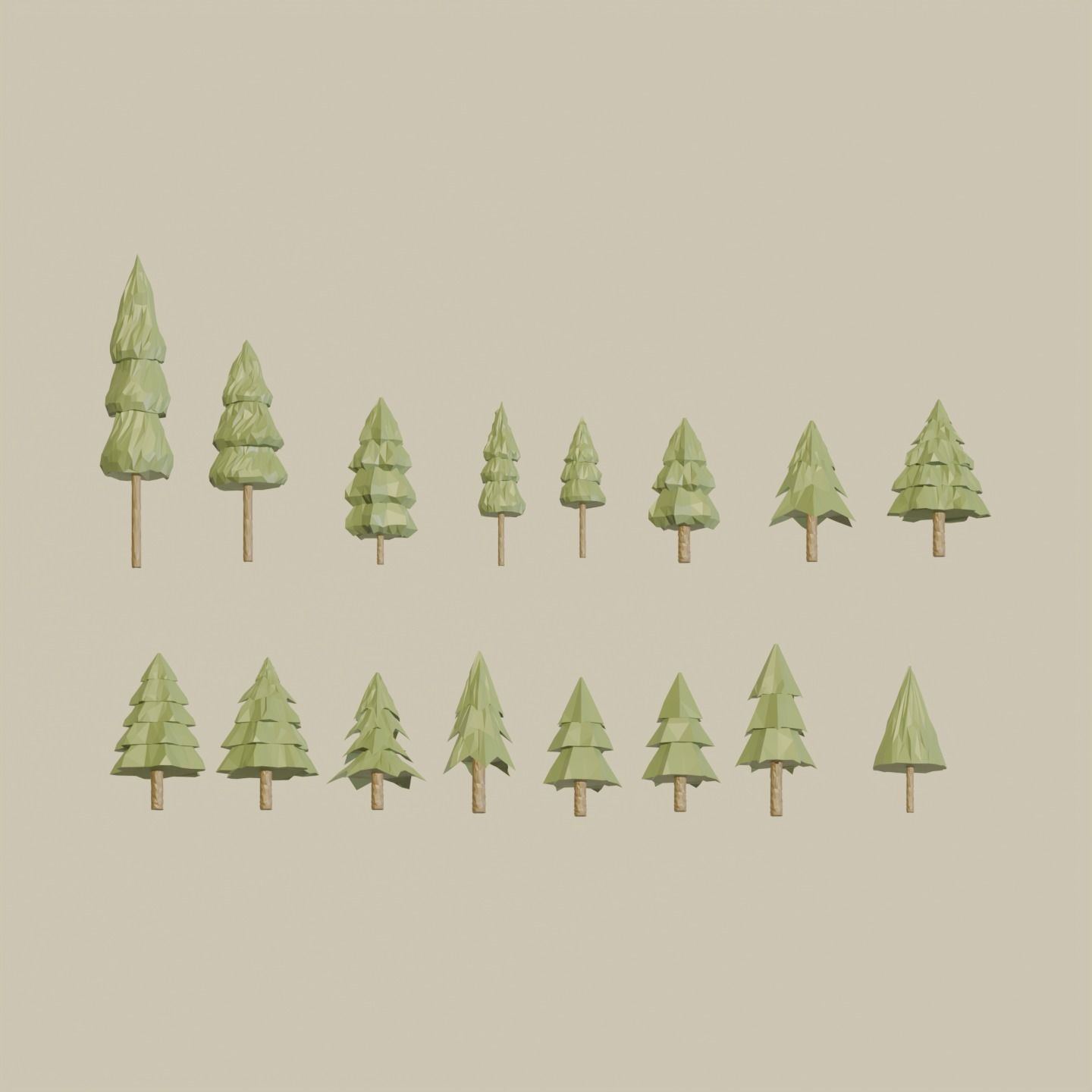 Low Poly Nature Trees  Low-poly 3D model_3