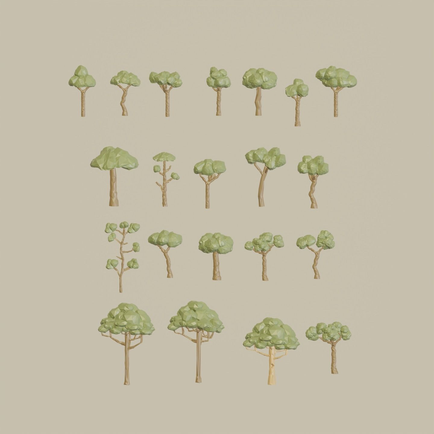 Low Poly Nature Trees  Low-poly 3D model_2
