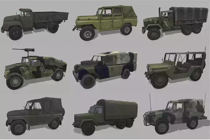 Military vehicles pack 3D Model Collection