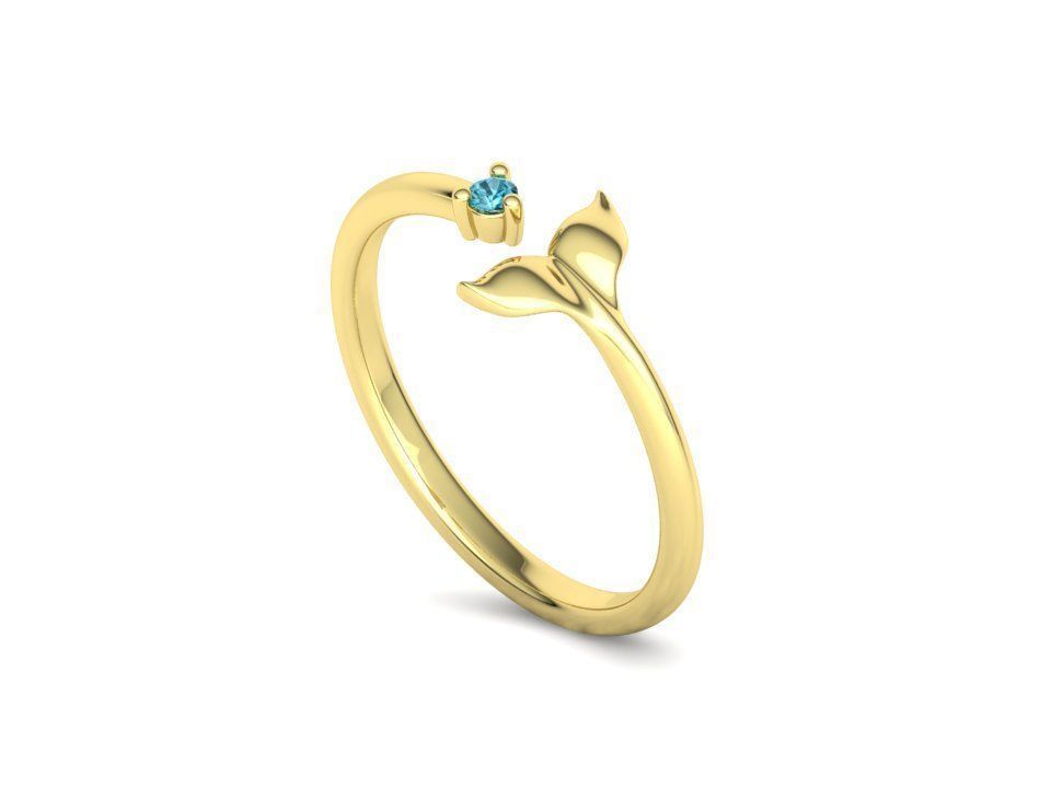 Dolphin Tail Ring Lucky Fish Tail Ring 3dmodel 3D print model_27