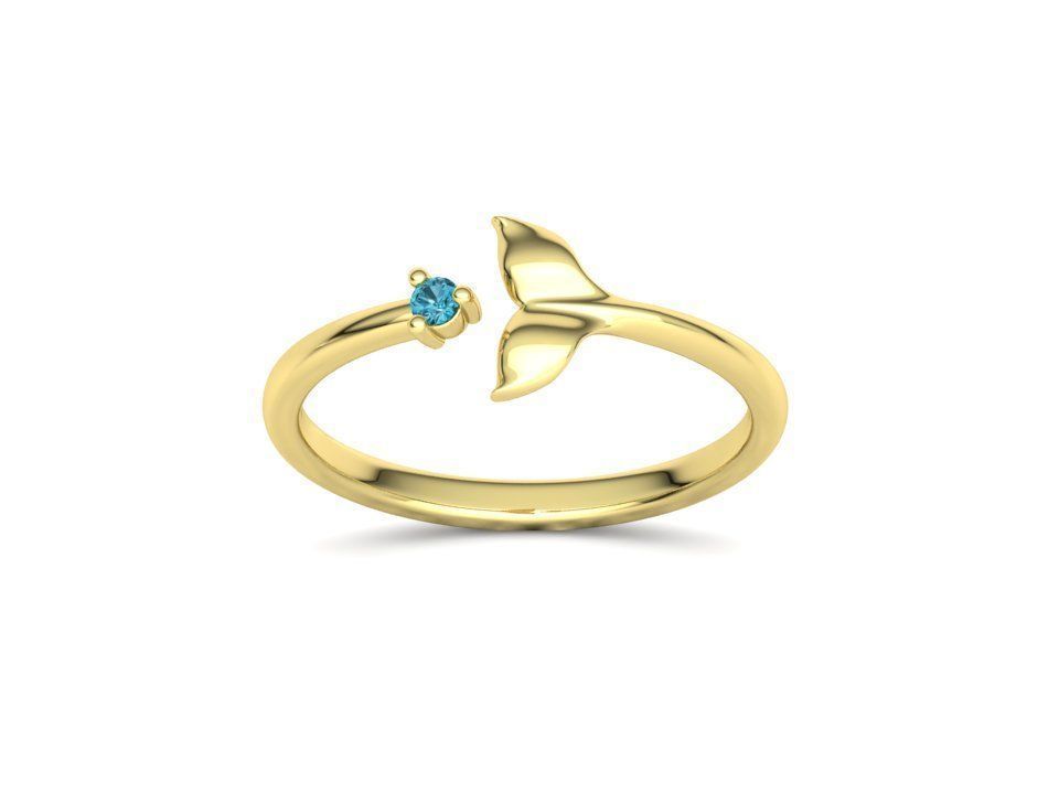 Dolphin Tail Ring Lucky Fish Tail Ring 3dmodel 3D print model_22