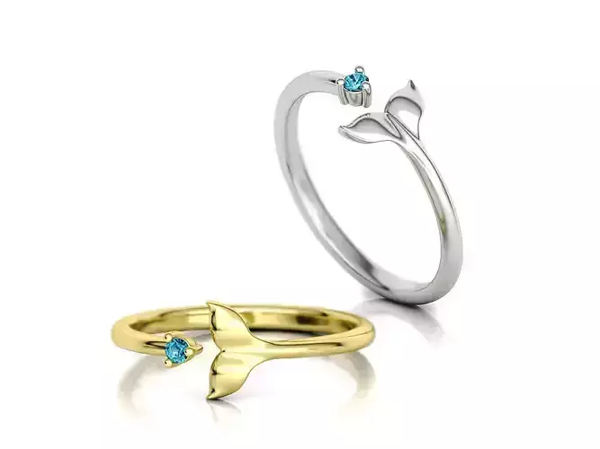 Dolphin Tail Ring Lucky Fish Tail Ring 3dmodel 3D print model