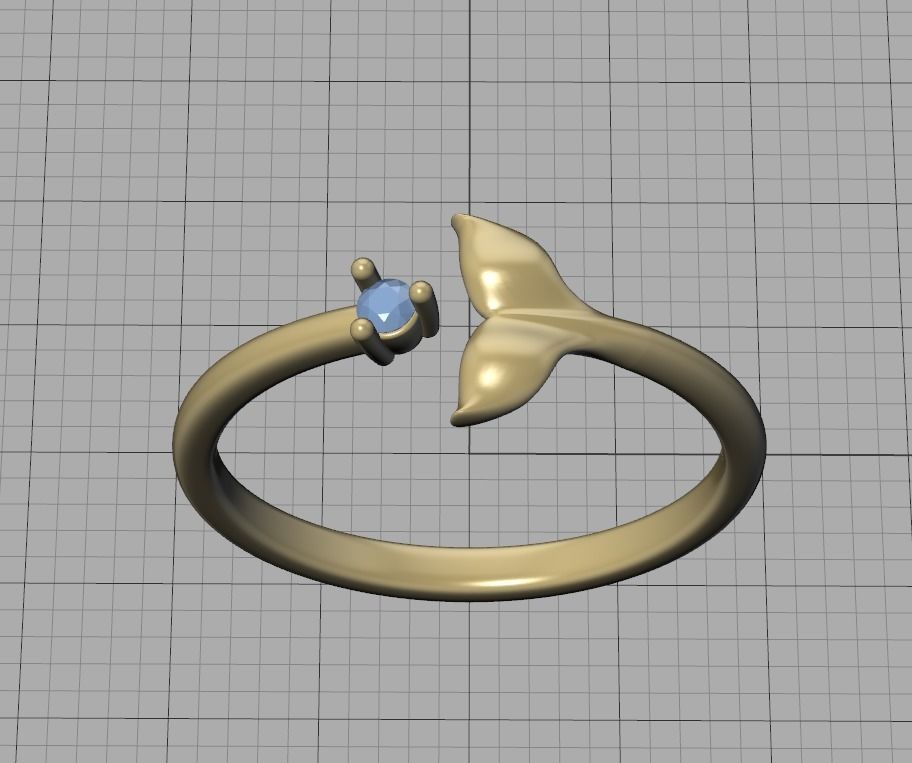 Dolphin Tail Ring Lucky Fish Tail Ring 3dmodel 3D print model_15