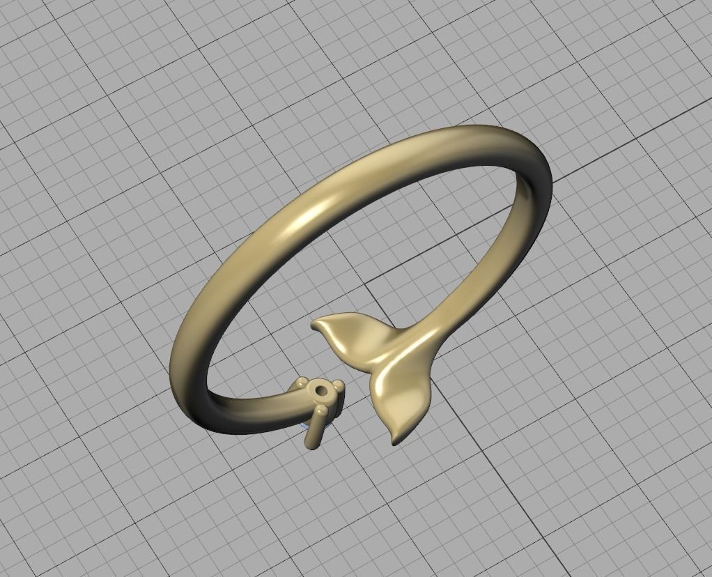 Dolphin Tail Ring Lucky Fish Tail Ring 3dmodel 3D print model_43