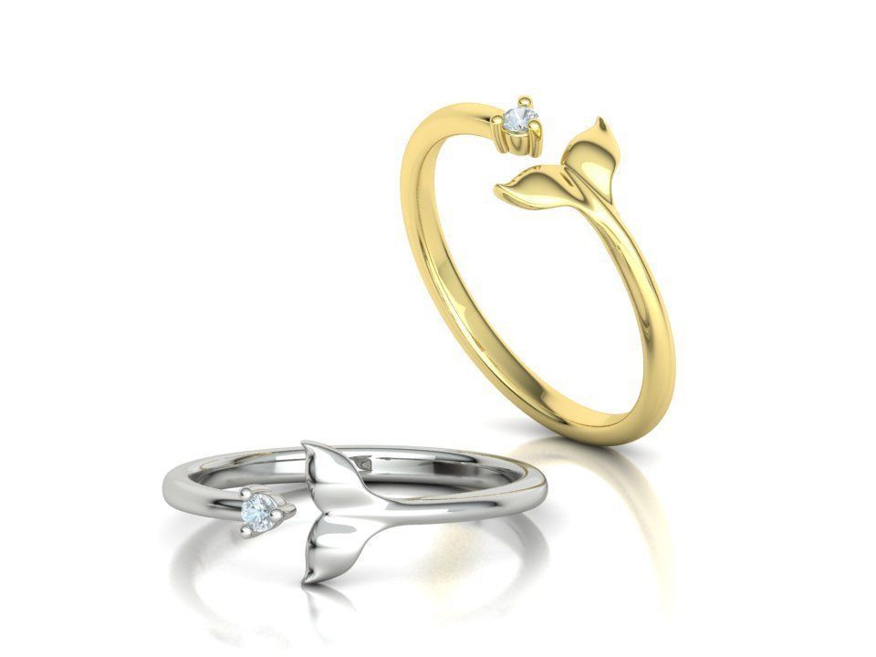 Dolphin Tail Ring Lucky Fish Tail Ring 3dmodel 3D print model_2
