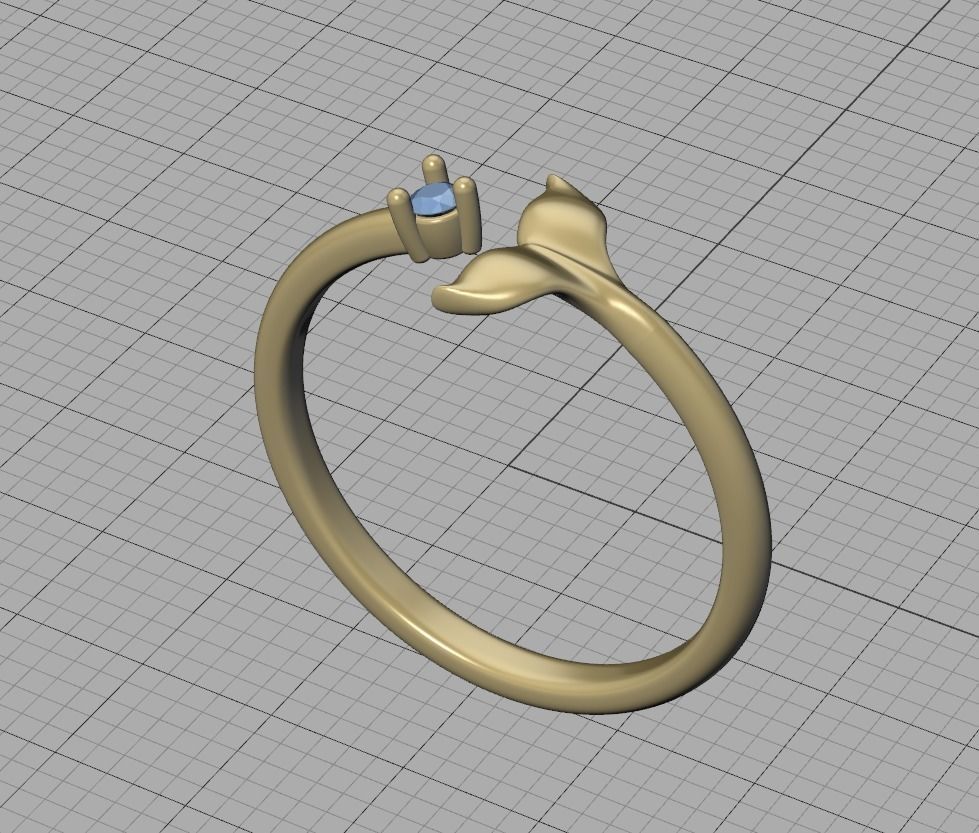 Dolphin Tail Ring Lucky Fish Tail Ring 3dmodel 3D print model_39