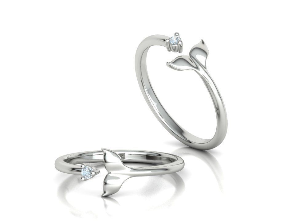 Dolphin Tail Ring Lucky Fish Tail Ring 3dmodel 3D print model_5