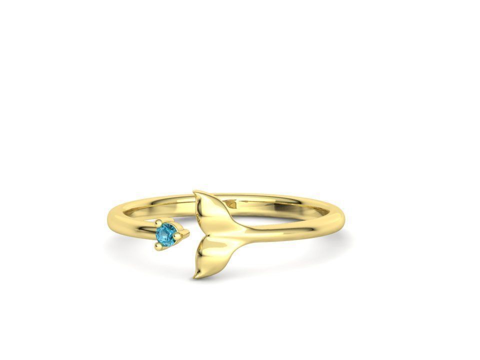 Dolphin Tail Ring Lucky Fish Tail Ring 3dmodel 3D print model_6