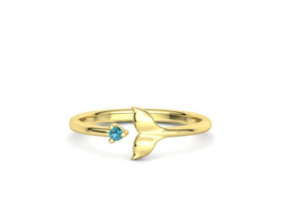 Dolphin Tail Ring Lucky Fish Tail Ring 3dmodel 3D print model_11