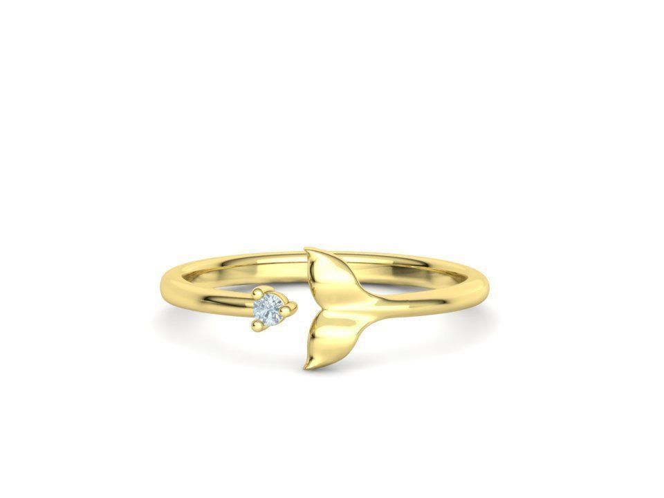 Dolphin Tail Ring Lucky Fish Tail Ring 3dmodel 3D print model_8