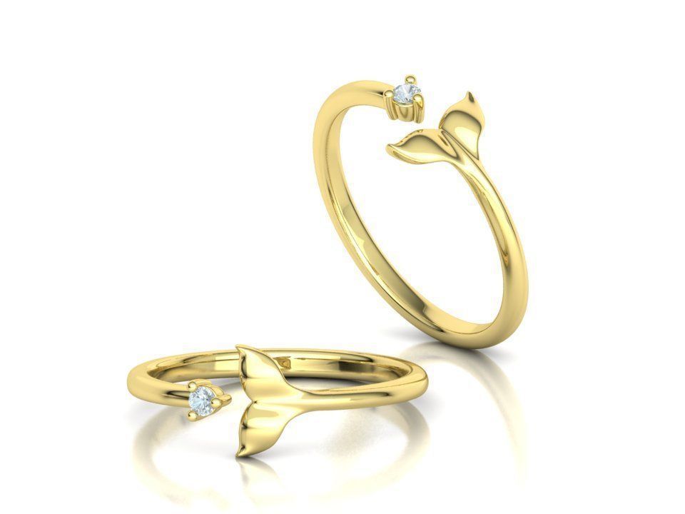 Dolphin Tail Ring Lucky Fish Tail Ring 3dmodel 3D print model_4