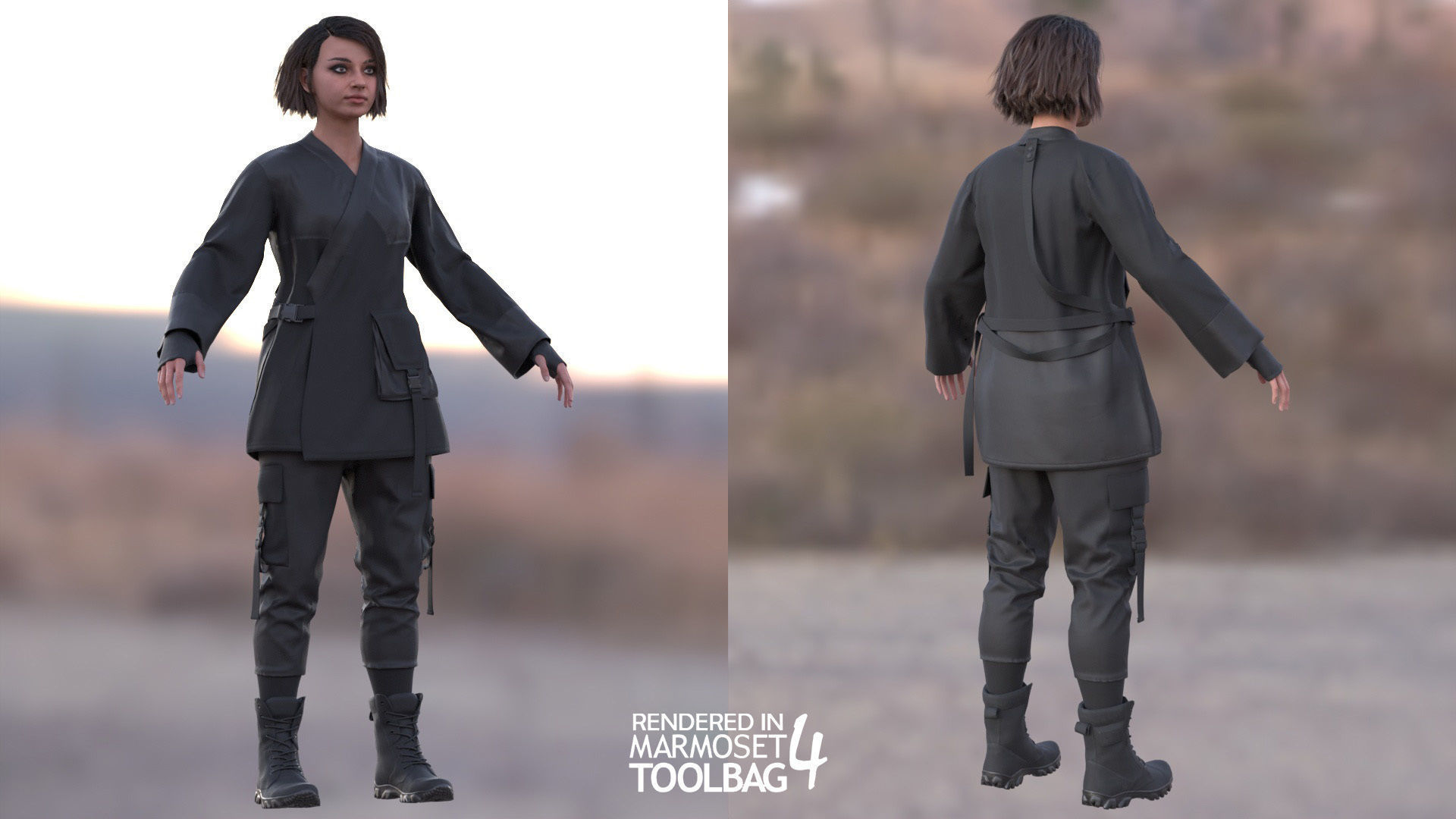Woman - Military Outfit 6 - Modular - Rigged Low-poly 3D model_5