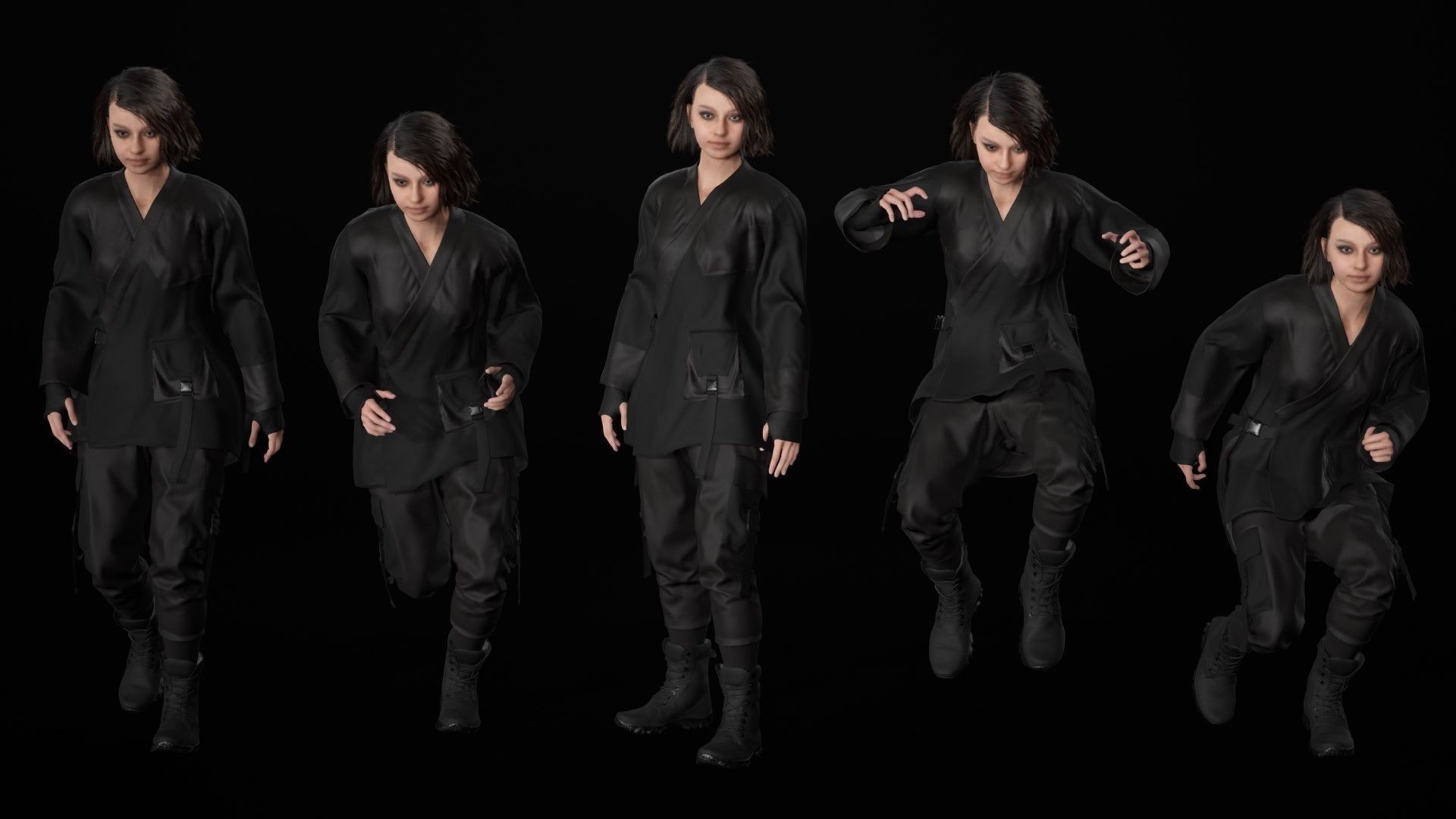 Woman - Military Outfit 6 - Modular - Rigged Low-poly 3D model_16