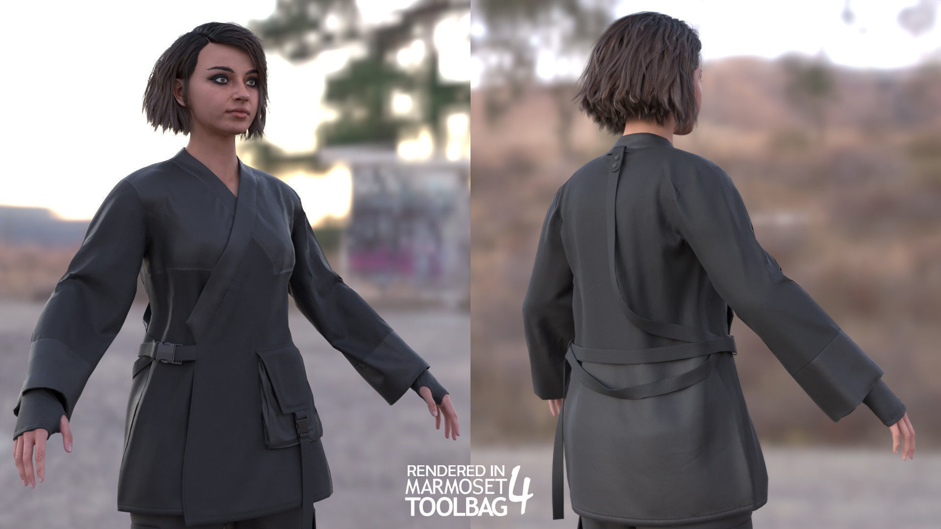 Woman - Military Outfit 6 - Modular - Rigged Low-poly 3D model_4