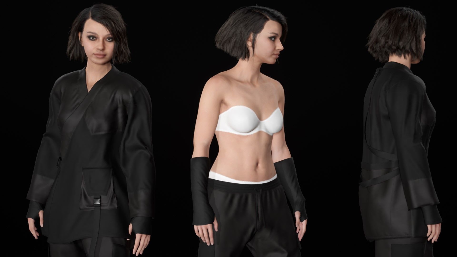 Woman - Military Outfit 6 - Modular - Rigged Low-poly 3D model_20