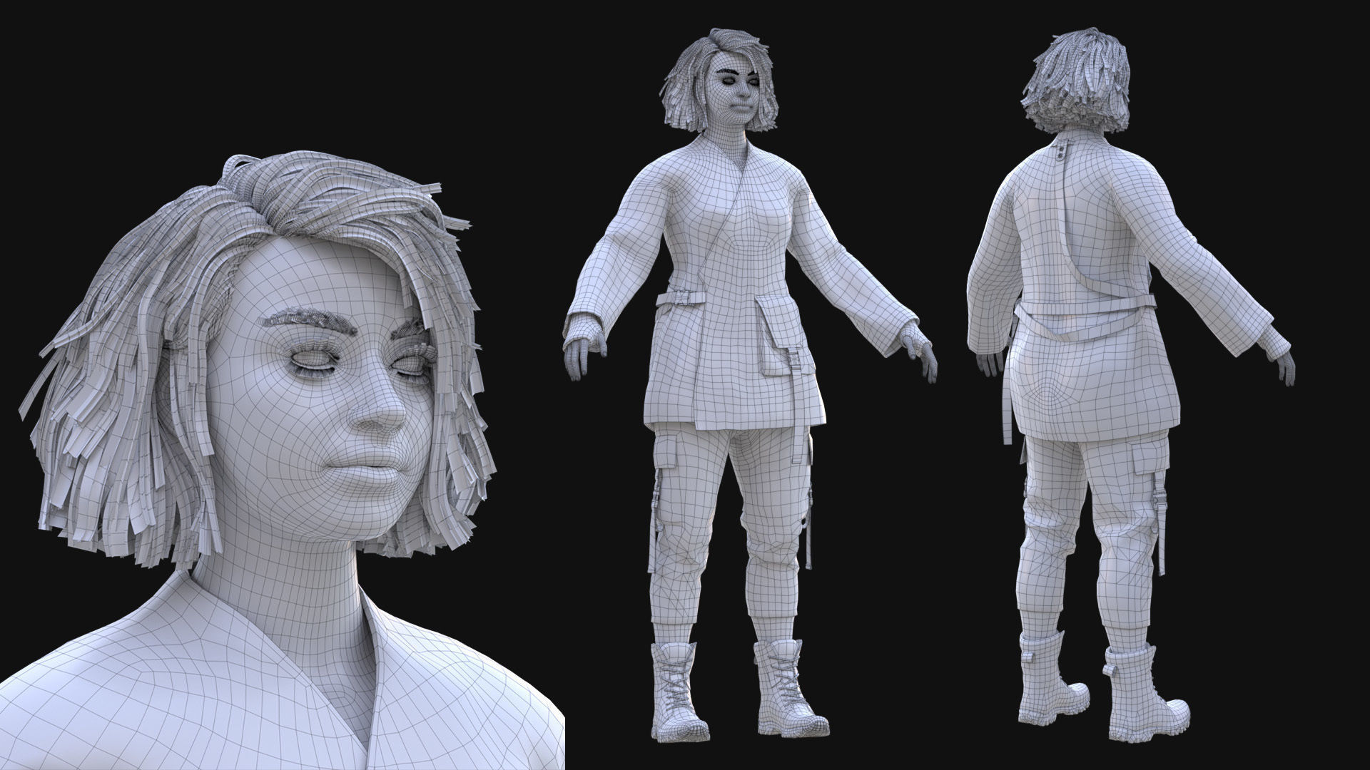 Woman - Military Outfit 6 - Modular - Rigged Low-poly 3D model_15