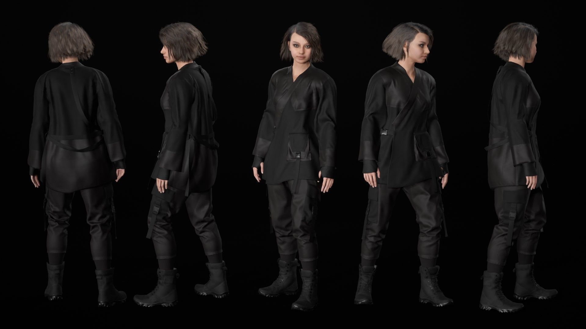 Woman - Military Outfit 6 - Modular - Rigged Low-poly 3D model_18
