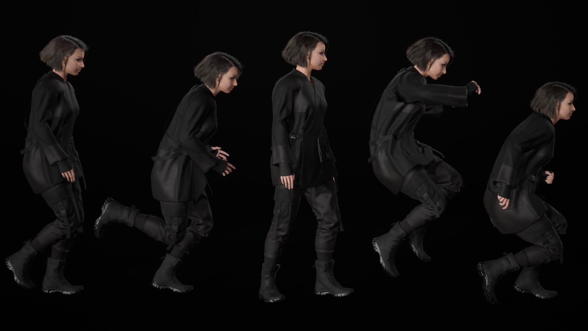 Woman - Military Outfit 6 - Modular - Rigged Low-poly 3D model_17