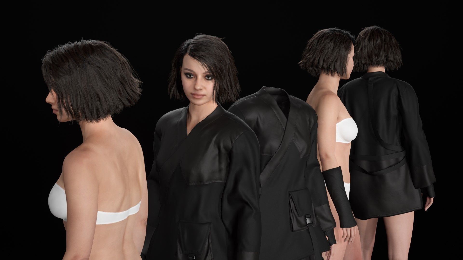 Woman - Military Outfit 6 - Modular - Rigged Low-poly 3D model_22
