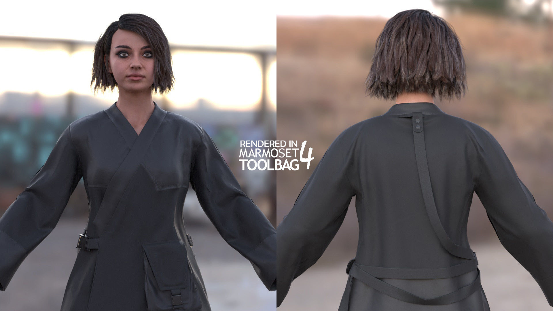 Woman - Military Outfit 6 - Modular - Rigged Low-poly 3D model_9