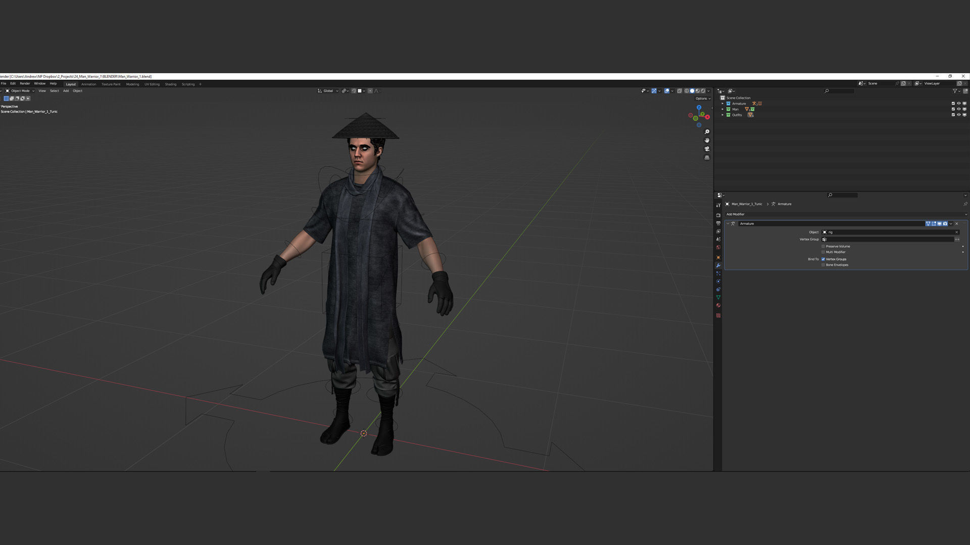 Man Warrior - Modular - Rigged Low-poly 3D model_7