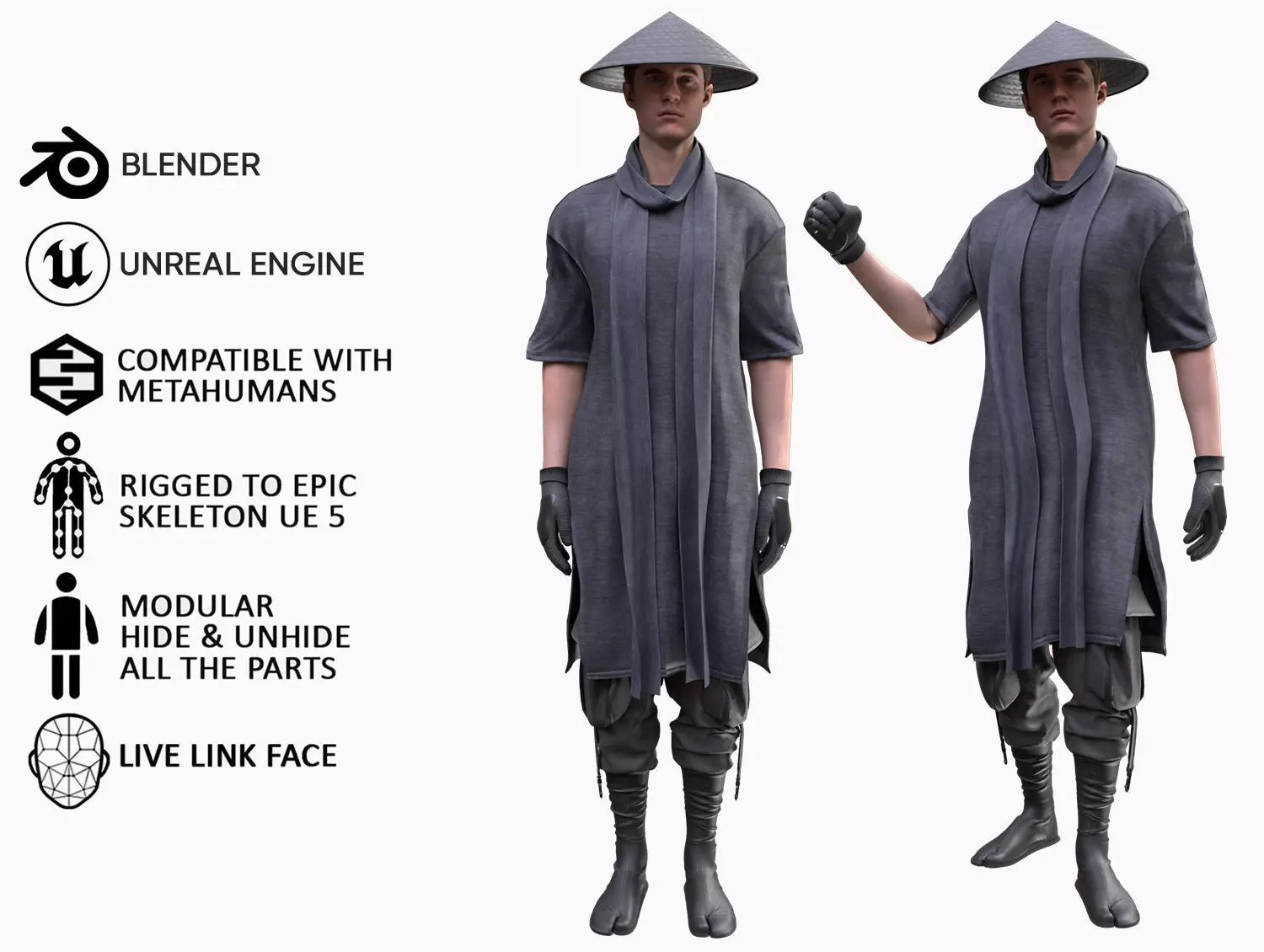 Man Warrior - Modular - Rigged Low-poly 3D model_0