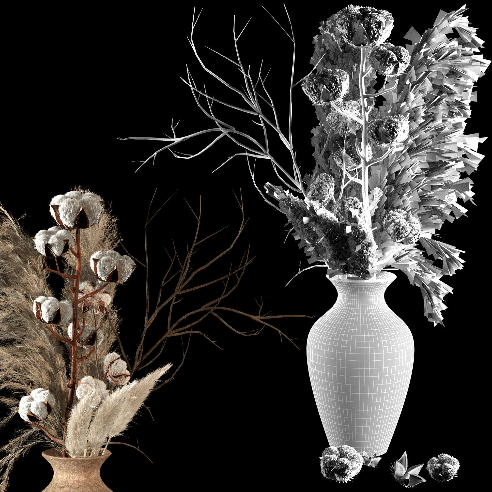 Decoration flower set 01 3D model_2