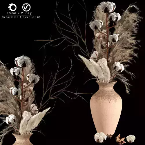 Decoration flower set 01 3D model
