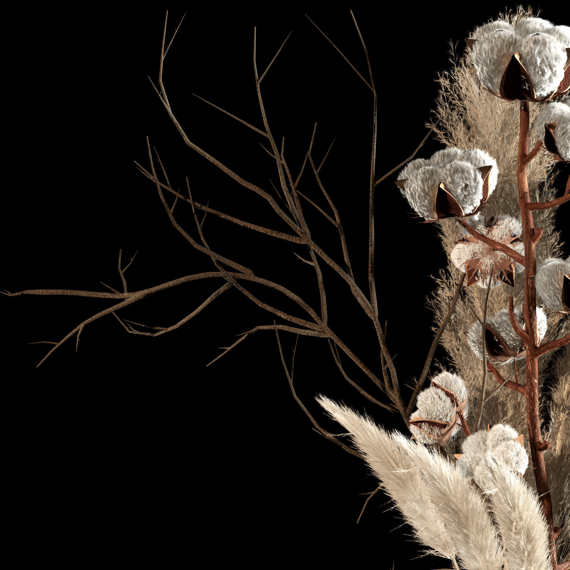 Decoration flower set 01 3D model_1