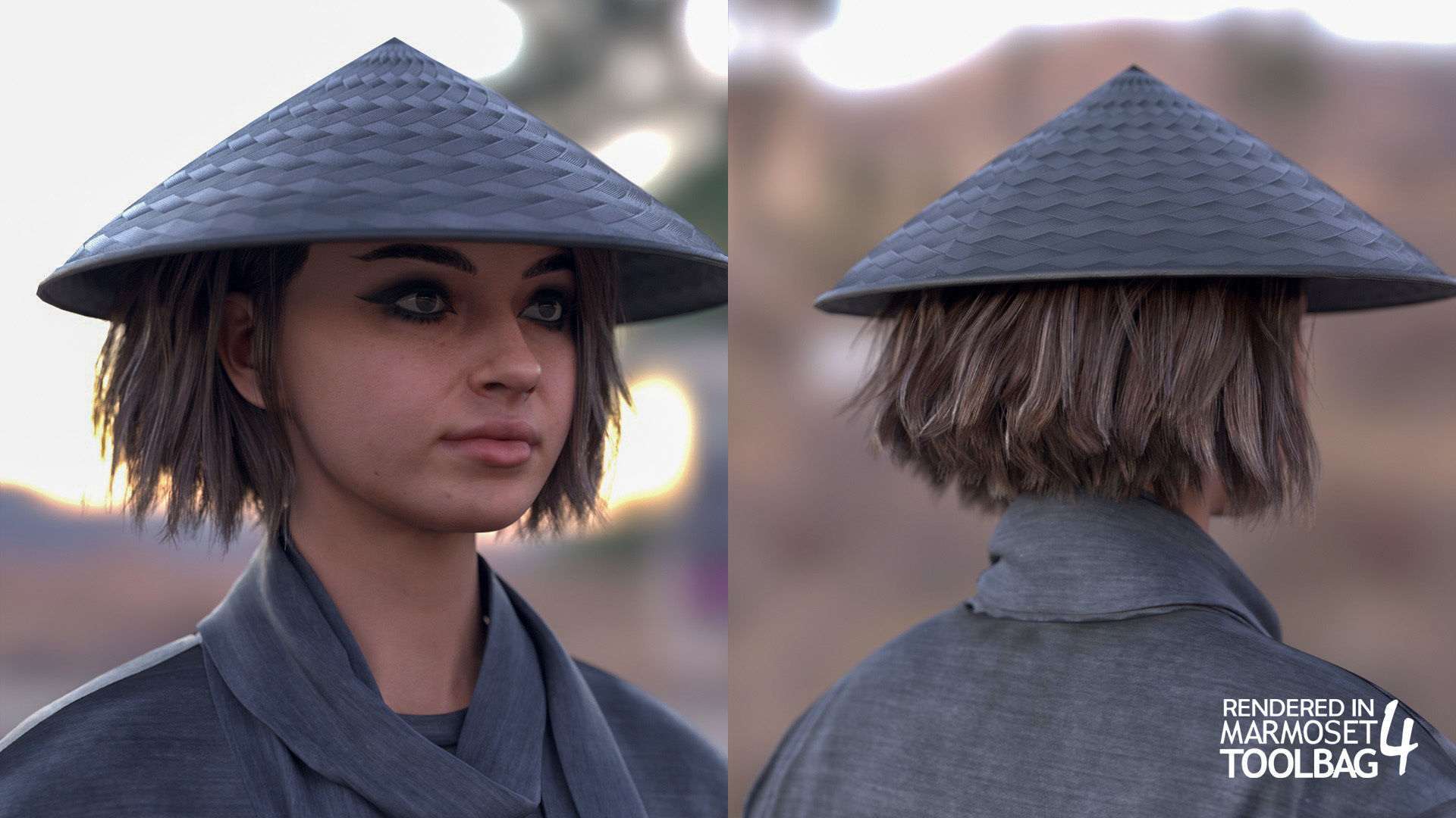 Woman - Warrior Outfit 1 - Modular - Rigged Low-poly 3D model_10